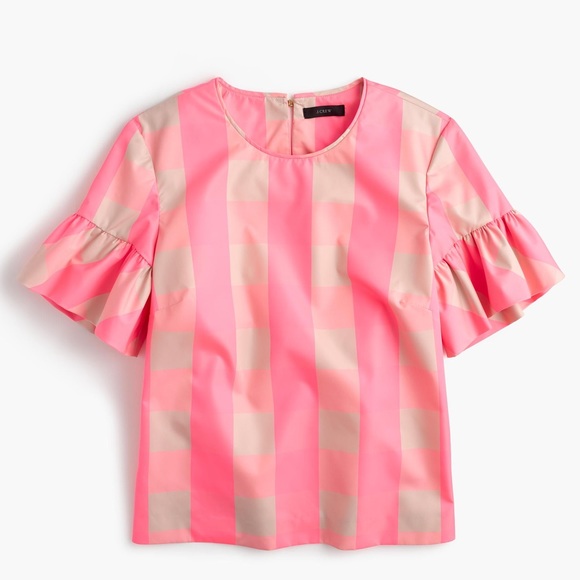 J. Crew Tops - J. crew neon pink & cream Buffalo check top